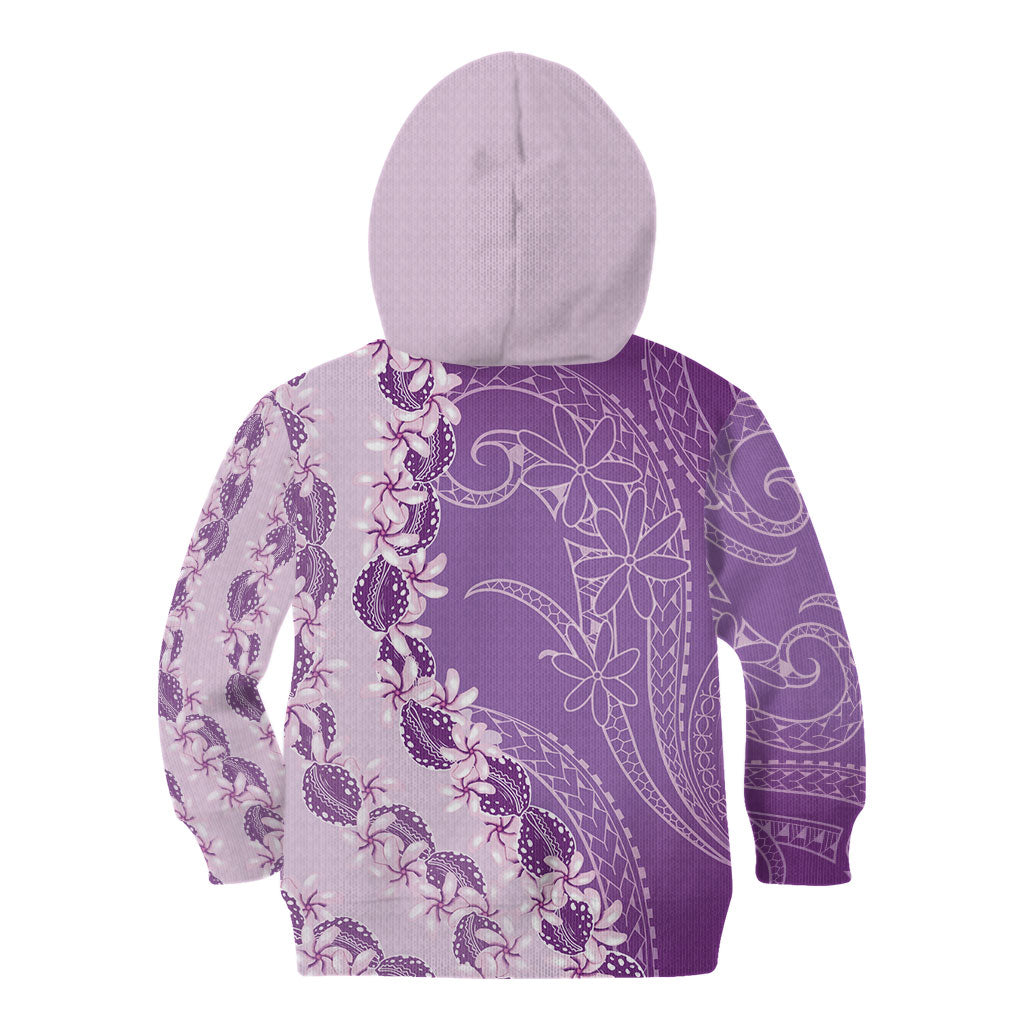 Heiva i Tahiti Kid Hoodie Tahitian Tiare Maori Cowrie Lei Purple