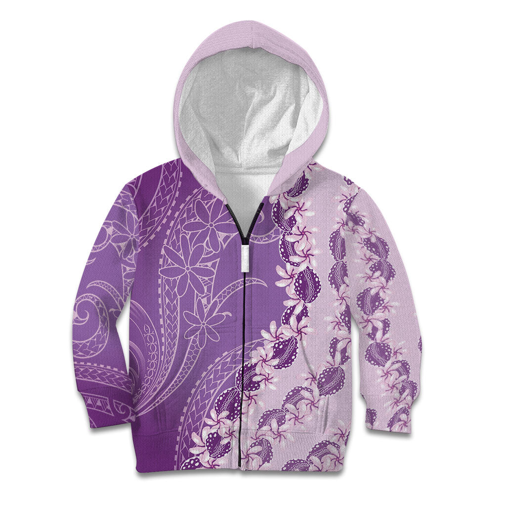 Heiva i Tahiti Kid Hoodie Tahitian Tiare Maori Cowrie Lei Purple