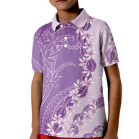 Heiva i Tahiti Kid Polo Shirt Tahitian Tiare Maori Cowrie Lei Purple