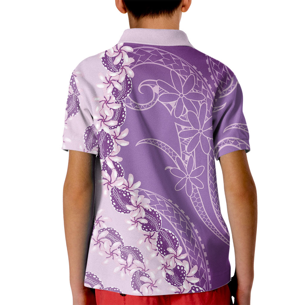Heiva i Tahiti Kid Polo Shirt Tahitian Tiare Maori Cowrie Lei Purple