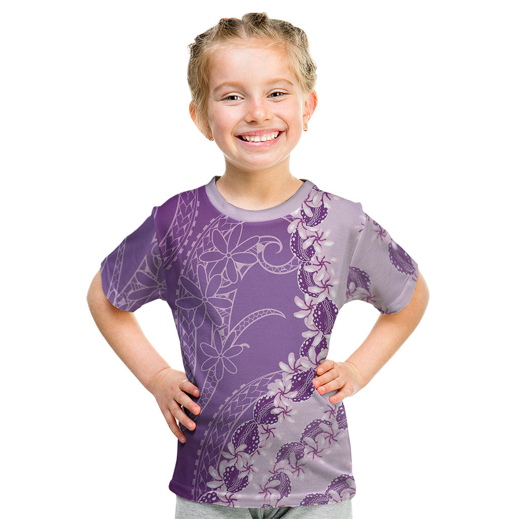 Heiva i Tahiti Kid T Shirt Tahitian Tiare Maori Cowrie Lei Purple