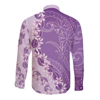 Heiva i Tahiti Long Sleeve Button Shirt Tahitian Tiare Maori Cowrie Lei Purple LT14 - Polynesian Pride