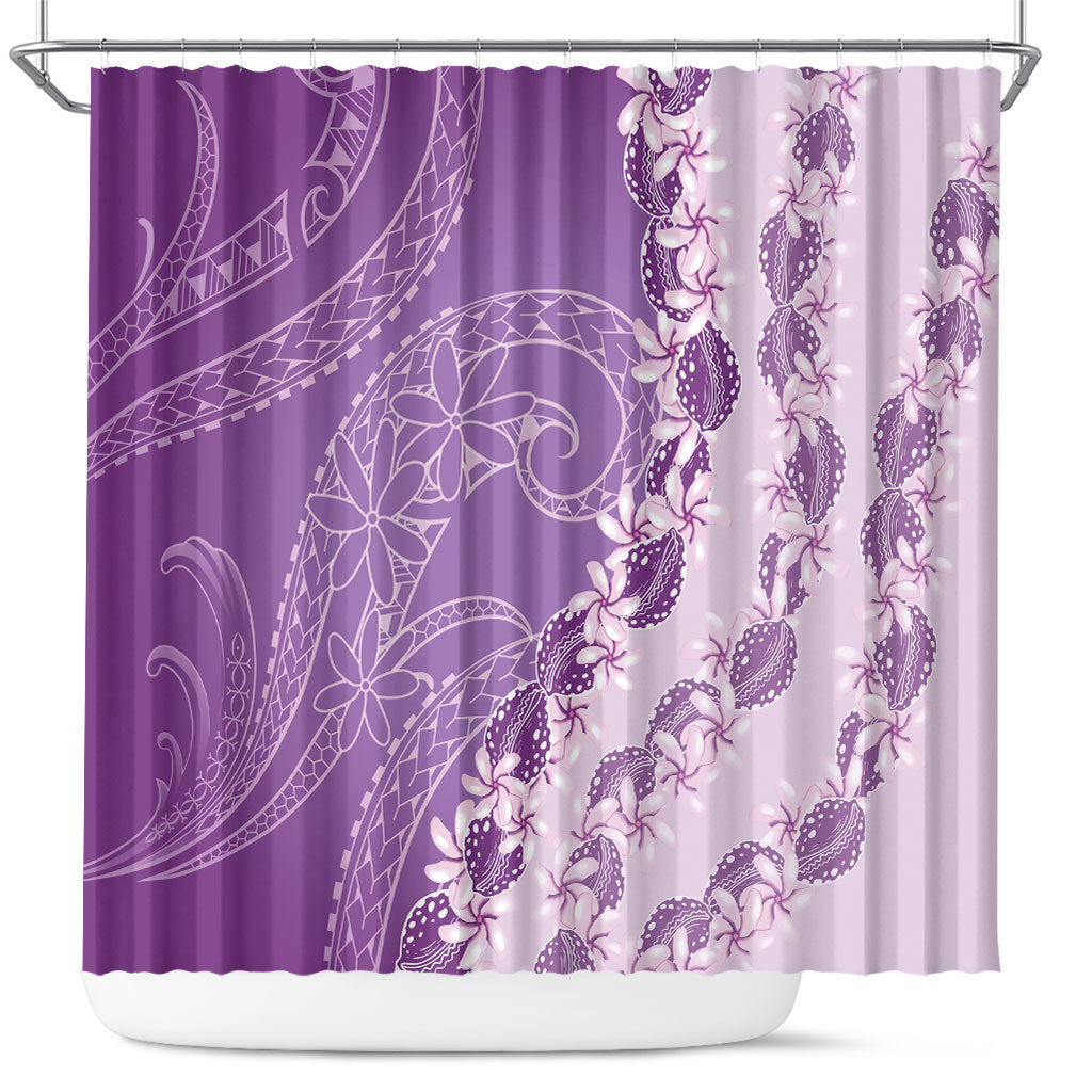Heiva i Tahiti Shower Curtain Tahitian Tiare Maori Cowrie Lei Purple