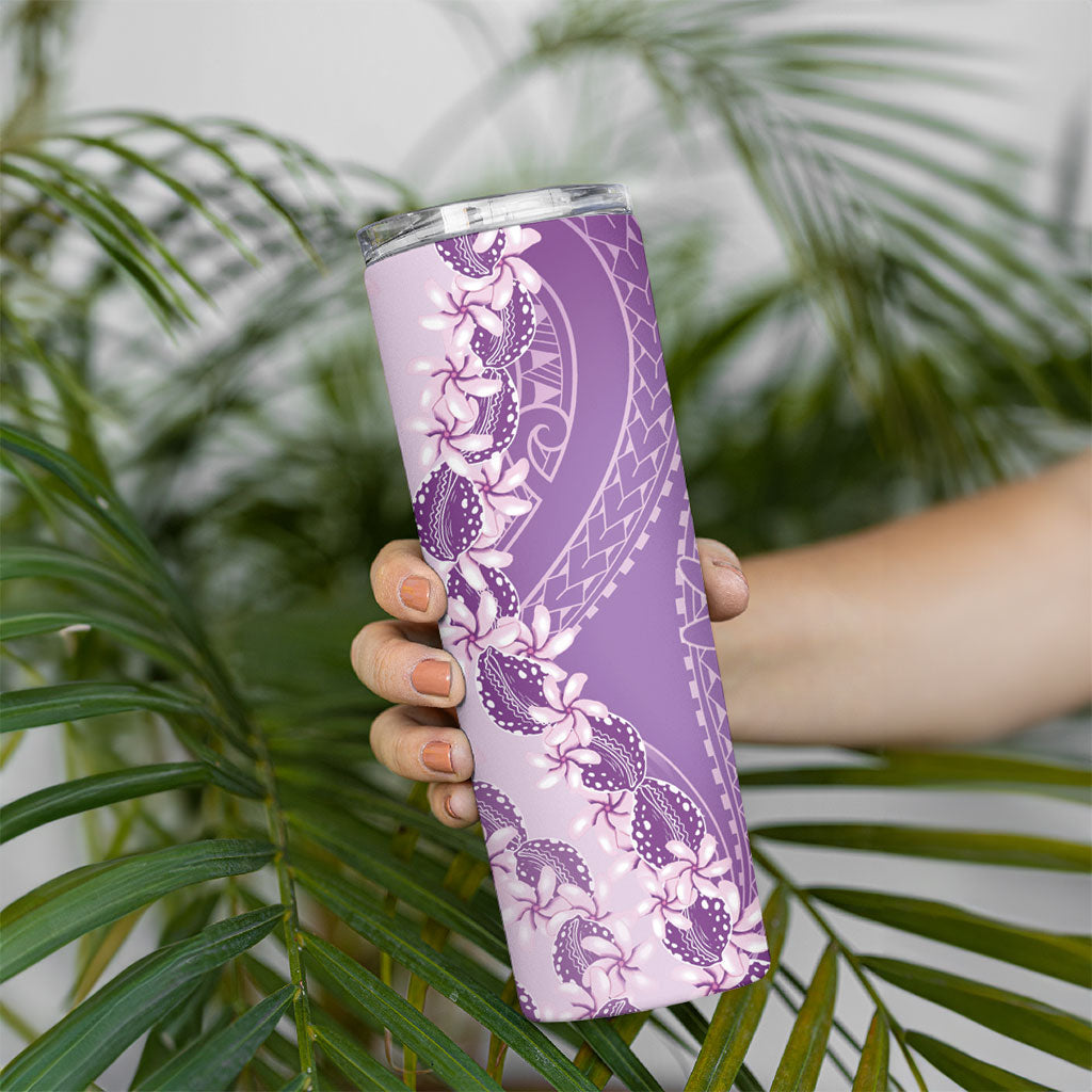 Heiva i Tahiti Skinny Tumbler Tahitian Tiare Maori Cowrie Lei Purple
