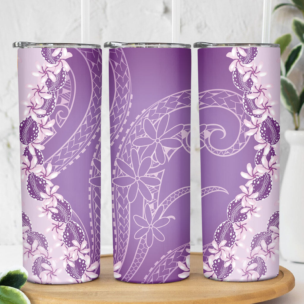 Heiva i Tahiti Skinny Tumbler Tahitian Tiare Maori Cowrie Lei Purple