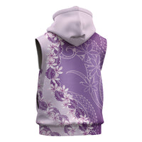 Heiva i Tahiti Sleeveless Hoodie Tahitian Tiare Maori Cowrie Lei Purple