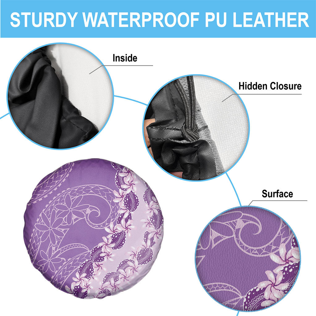 Heiva i Tahiti Spare Tire Cover Tahitian Tiare Maori Cowrie Lei Purple