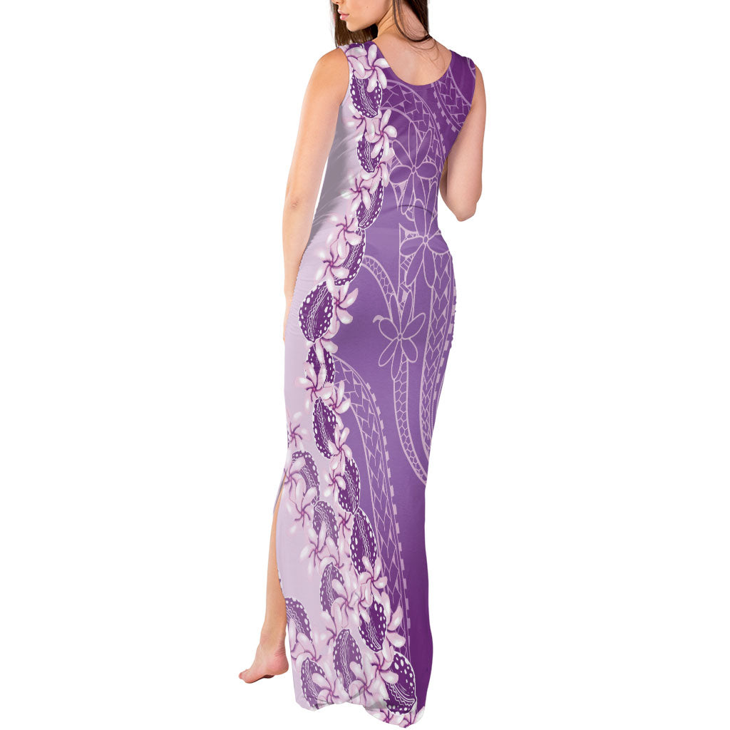 Heiva i Tahiti Tank Maxi Dress Tahitian Tiare Maori Cowrie Lei Purple