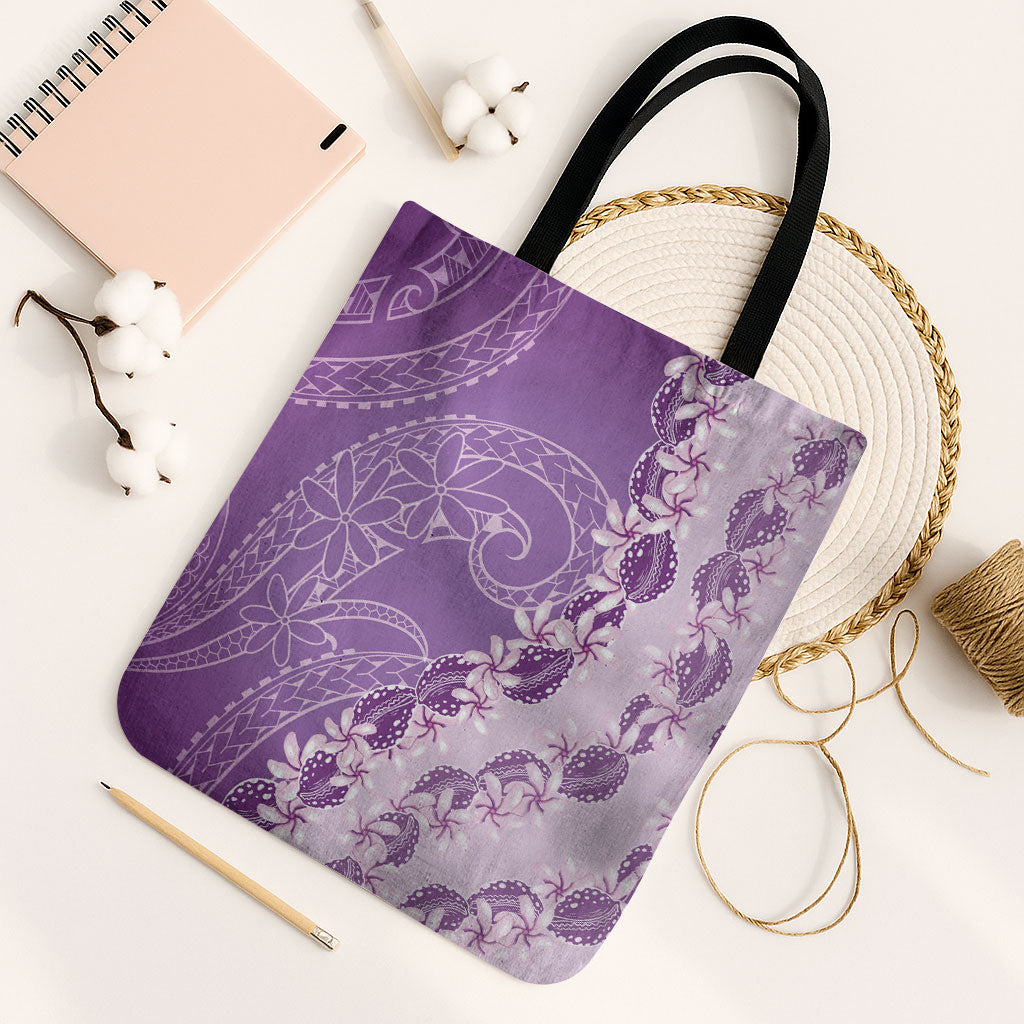 Heiva i Tahiti Tote Bag Tahitian Tiare Maori Cowrie Lei Purple LT14 Black Strap One Size Purple - Polynesian Pride