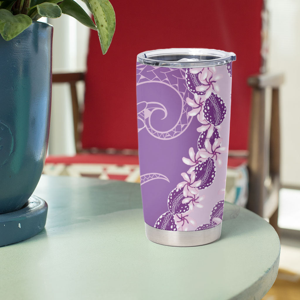Heiva i Tahiti Tumbler Cup Tahitian Tiare Maori Cowrie Lei Purple