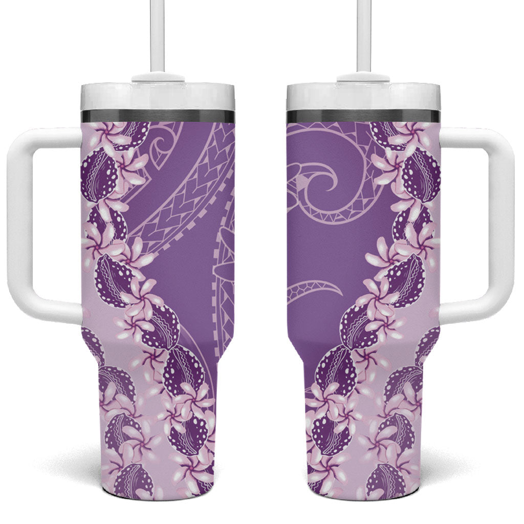 Heiva i Tahiti Tumbler With Handle Tahitian Tiare Maori Cowrie Lei Purple LT14 One Size: 40 oz Purple - Polynesian Pride