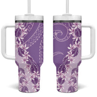 Heiva i Tahiti Tumbler With Handle Tahitian Tiare Maori Cowrie Lei Purple LT14 One Size: 40 oz Purple - Polynesian Pride