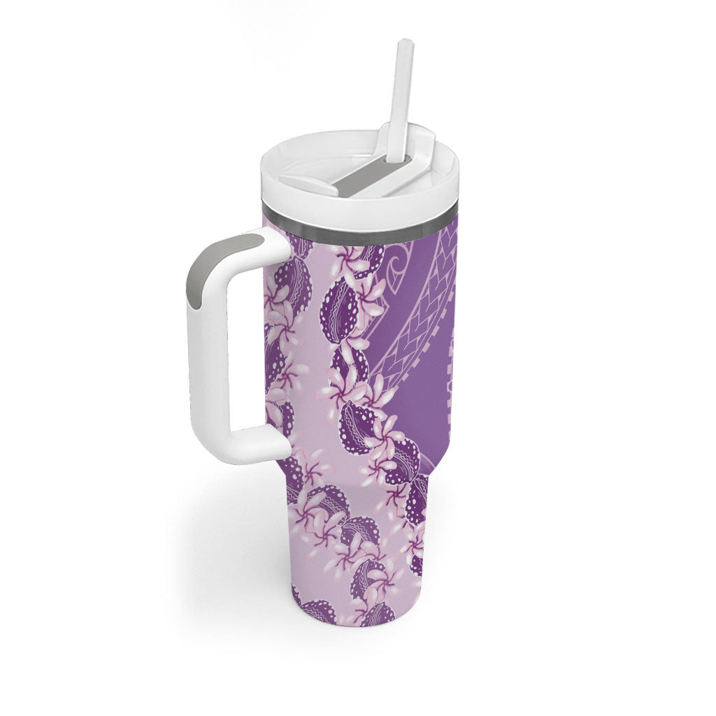 Heiva i Tahiti Tumbler With Handle Tahitian Tiare Maori Cowrie Lei Purple LT14 - Polynesian Pride