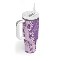 Heiva i Tahiti Tumbler With Handle Tahitian Tiare Maori Cowrie Lei Purple LT14 - Polynesian Pride