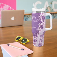 Heiva i Tahiti Tumbler With Handle Tahitian Tiare Maori Cowrie Lei Purple LT14 - Polynesian Pride