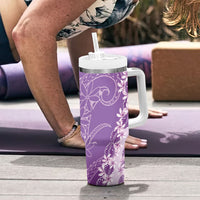 Heiva i Tahiti Tumbler With Handle Tahitian Tiare Maori Cowrie Lei Purple LT14 - Polynesian Pride