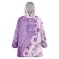 Heiva i Tahiti Wearable Blanket Hoodie Tahitian Tiare Maori Cowrie Lei Purple