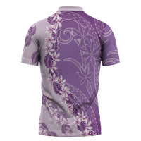 Heiva i Tahiti Zipper Polo Shirt Tahitian Tiare Maori Cowrie Lei Purple LT14 - Polynesian Pride