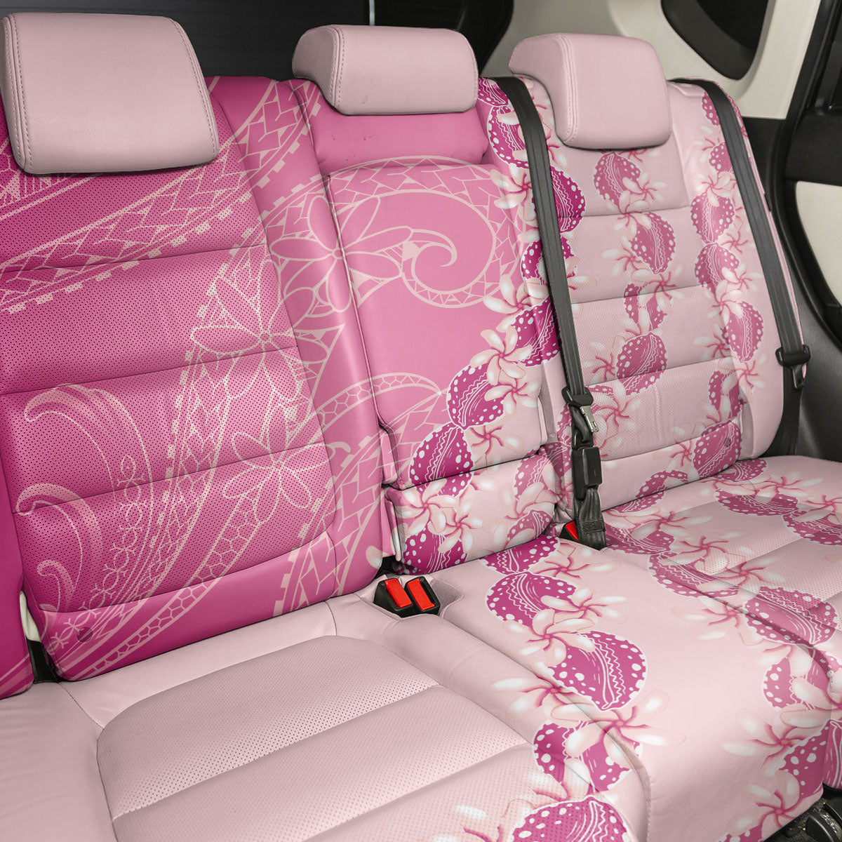 Heiva i Tahiti Back Car Seat Cover Tahitian Tiare Maori Cowrie Lei Pink LT14 - Polynesian Pride