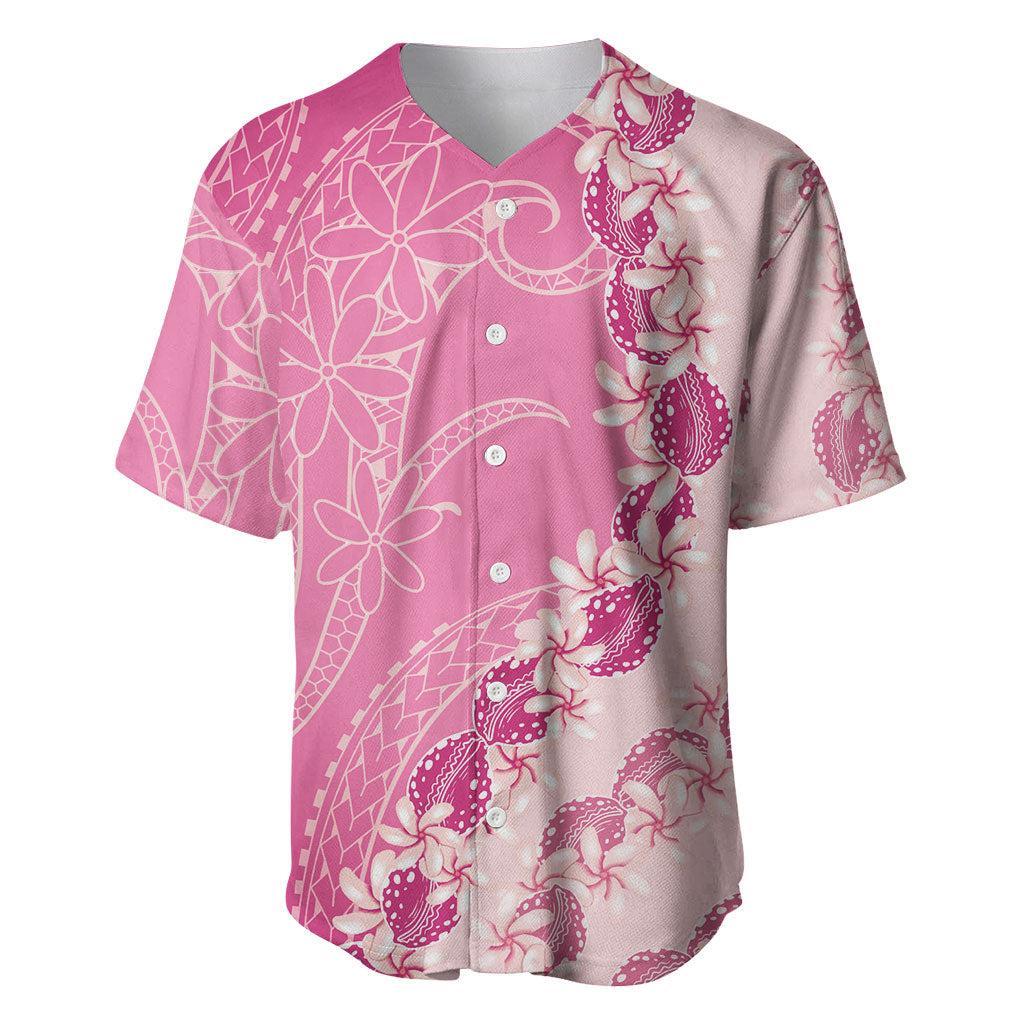 Heiva i Tahiti Baseball Jersey Tahitian Tiare Maori Cowrie Lei Pink