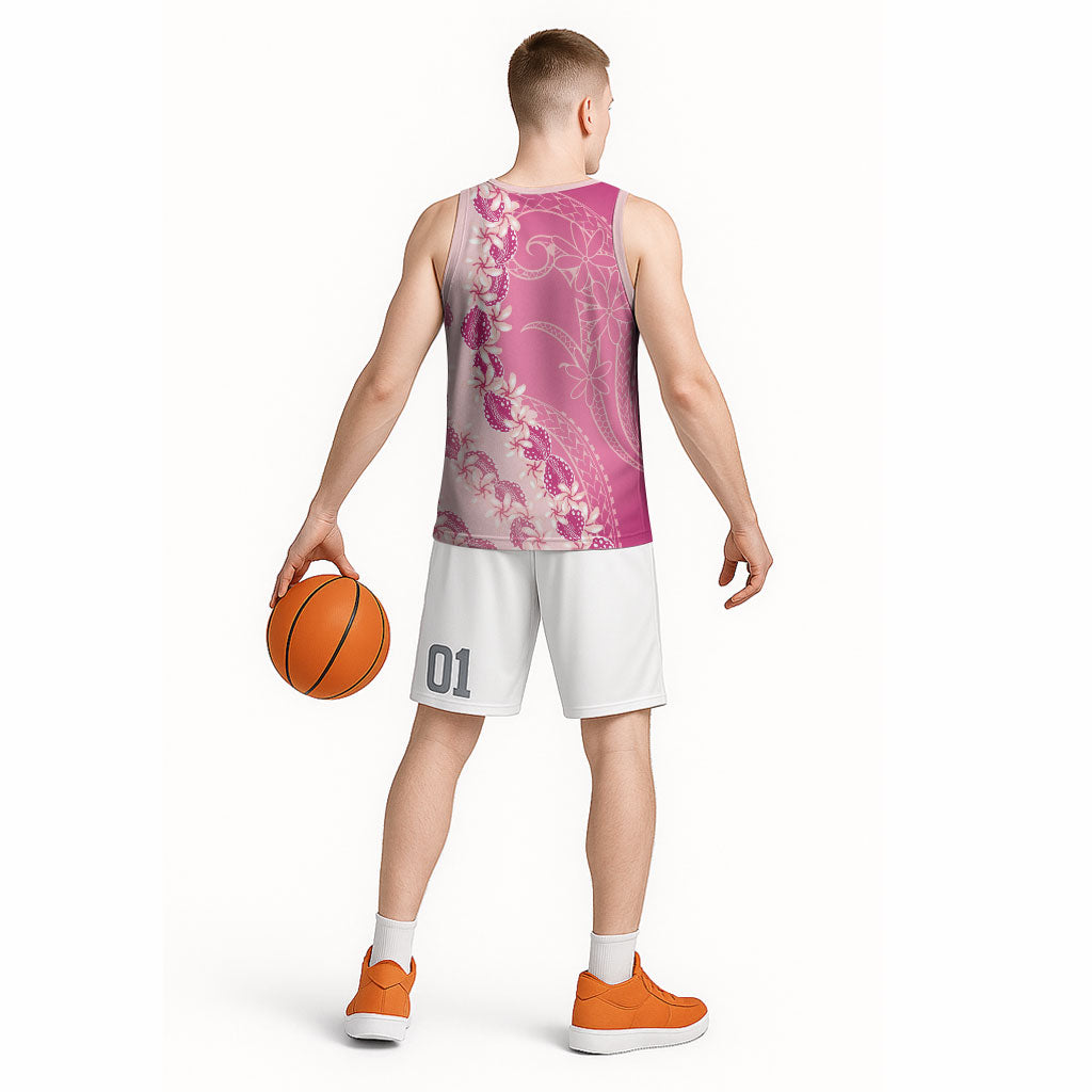 Heiva i Tahiti Basketball Jersey Tahitian Tiare Maori Cowrie Lei Pink