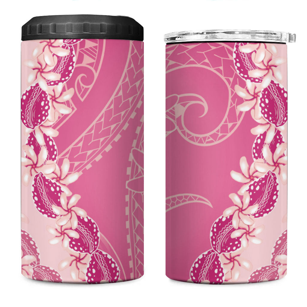 Heiva i Tahiti 4 in 1 Can Cooler Tumbler Tahitian Tiare Maori Cowrie Lei Pink LT14 One Size: 16 oz Pink - Polynesian Pride