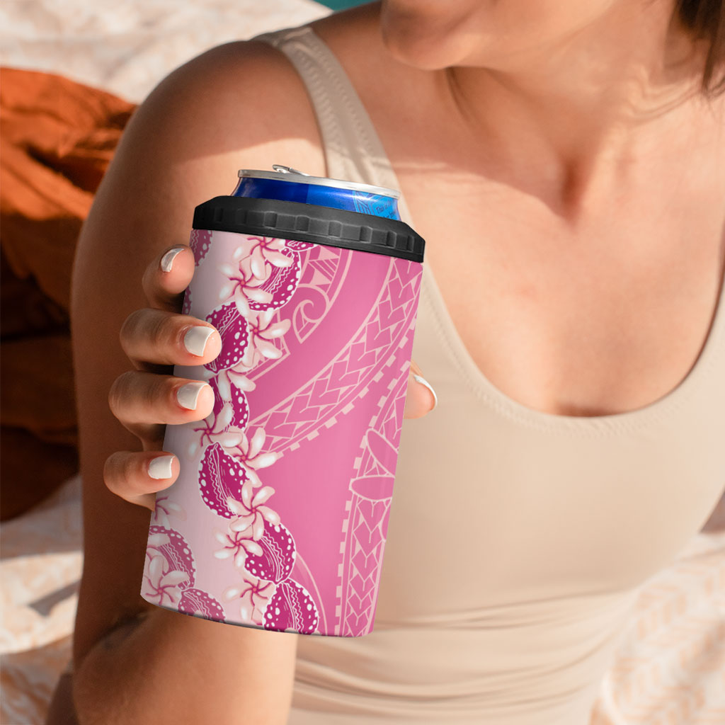 Heiva i Tahiti 4 in 1 Can Cooler Tumbler Tahitian Tiare Maori Cowrie Lei Pink LT14 - Polynesian Pride
