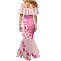 Heiva i Tahiti Family Matching Mermaid Dress and Hawaiian Shirt Tahitian Tiare Maori Cowrie Lei Pink