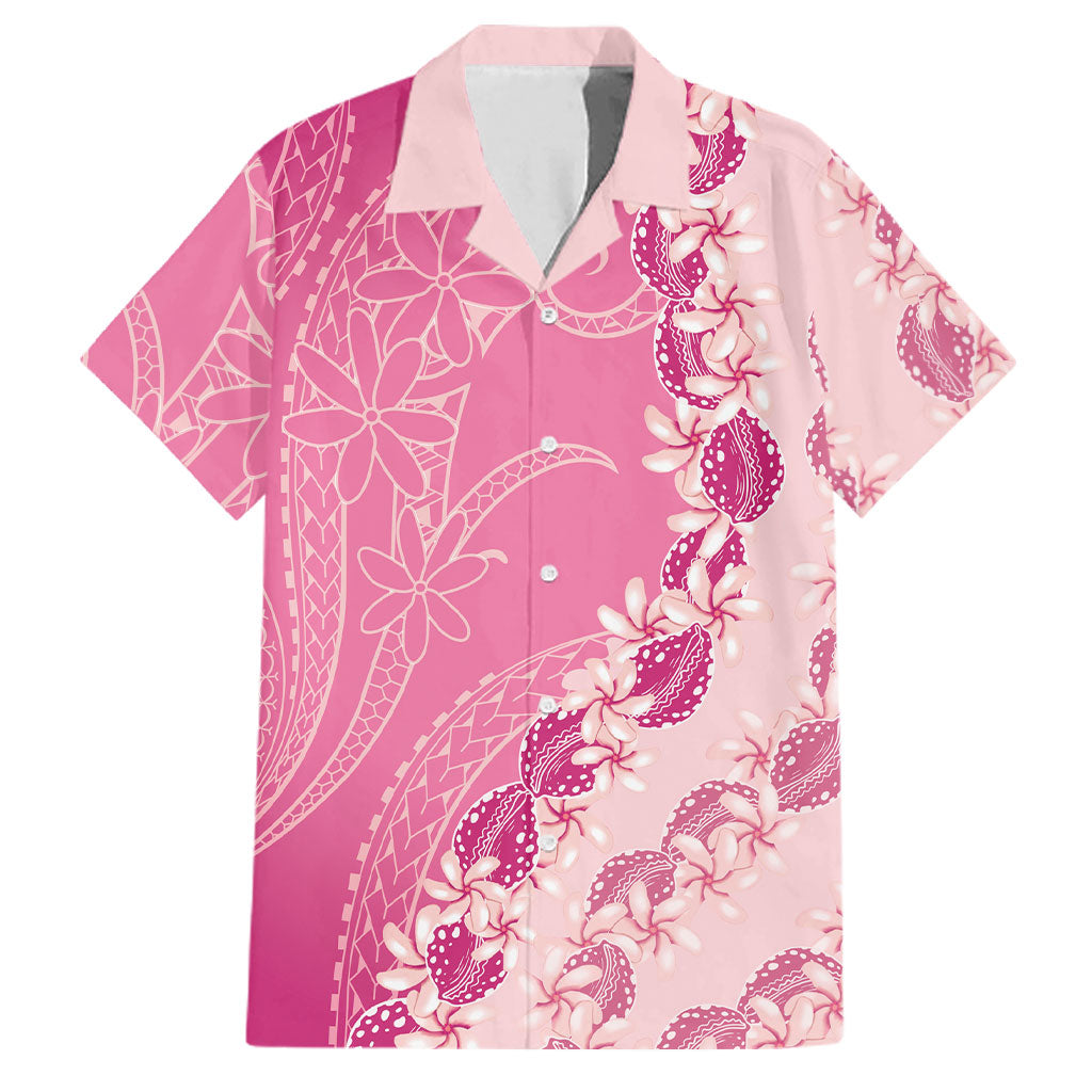Heiva i Tahiti Family Matching Off The Shoulder Long Sleeve Dress and Hawaiian Shirt Tahitian Tiare Maori Cowrie Lei Pink LT14 Dad's Shirt - Short Sleeve Pink - Polynesian Pride