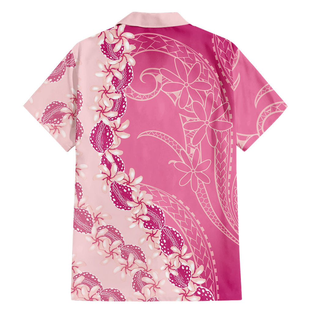 Heiva i Tahiti Family Matching Off The Shoulder Long Sleeve Dress and Hawaiian Shirt Tahitian Tiare Maori Cowrie Lei Pink LT14 - Polynesian Pride