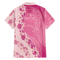 Heiva i Tahiti Family Matching Off Shoulder Maxi Dress and Hawaiian Shirt Tahitian Tiare Maori Cowrie Lei Pink LT14 - Polynesian Pride