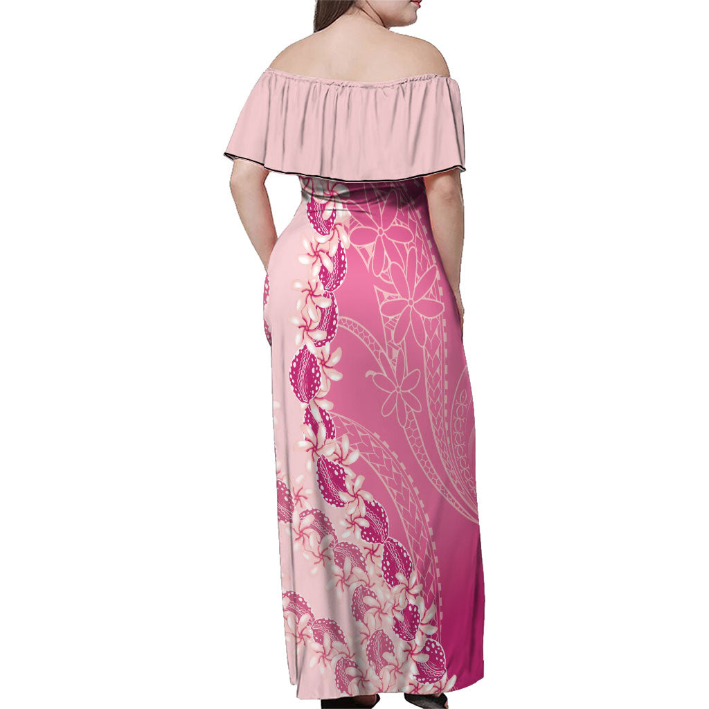 Heiva i Tahiti Family Matching Off Shoulder Maxi Dress and Hawaiian Shirt Tahitian Tiare Maori Cowrie Lei Pink LT14 - Polynesian Pride