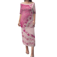 Heiva i Tahiti Family Matching Puletasi and Hawaiian Shirt Tahitian Tiare Maori Cowrie Lei Pink