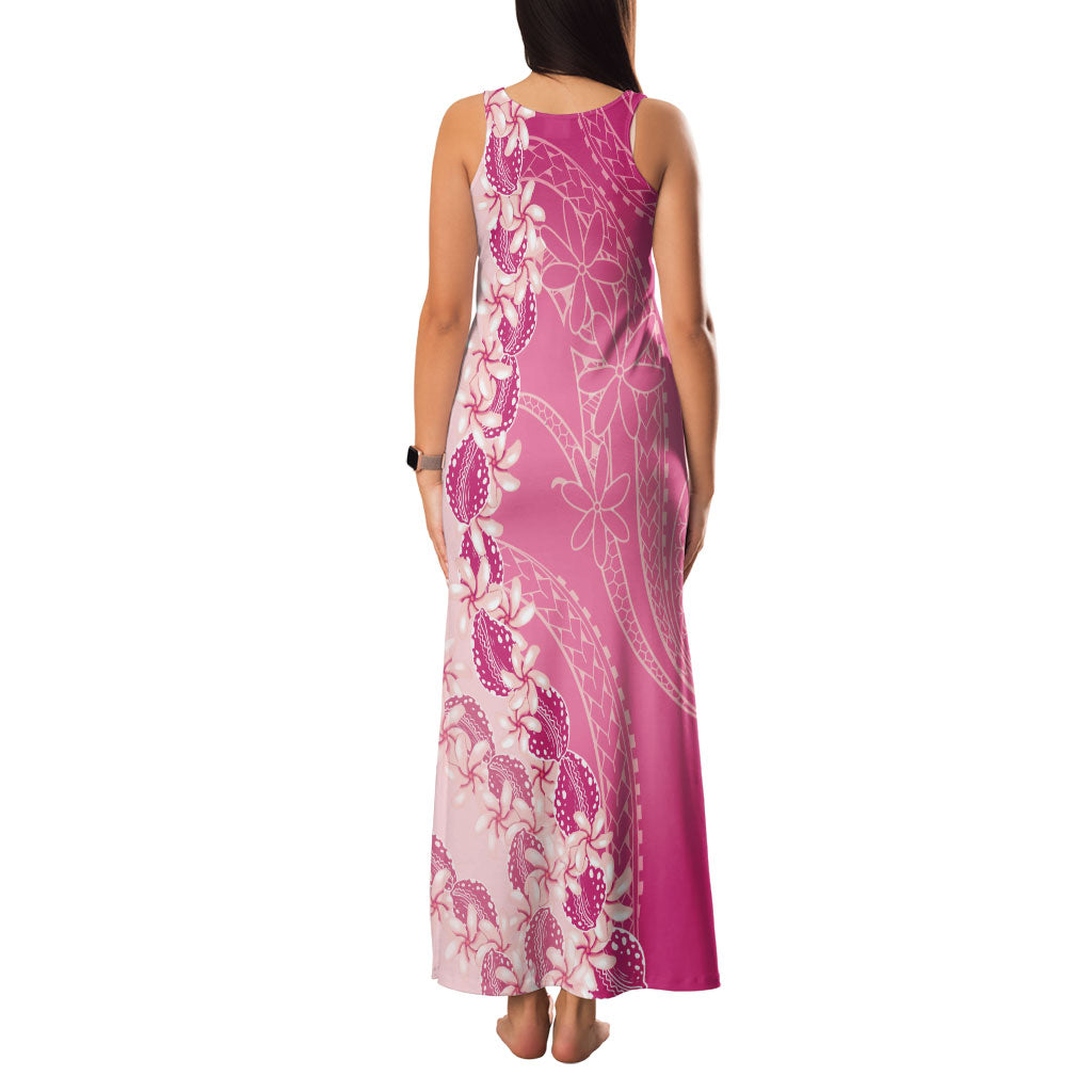 Heiva i Tahiti Family Matching Tank Maxi Dress and Hawaiian Shirt Tahitian Tiare Maori Cowrie Lei Pink