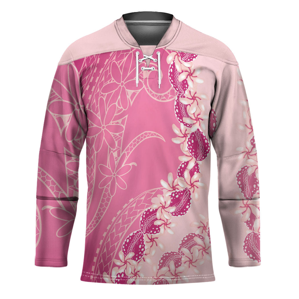 Heiva i Tahiti Hockey Jersey Tahitian Tiare Maori Cowrie Lei Pink
