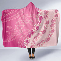Heiva i Tahiti Hooded Blanket Tahitian Tiare Maori Cowrie Lei Pink