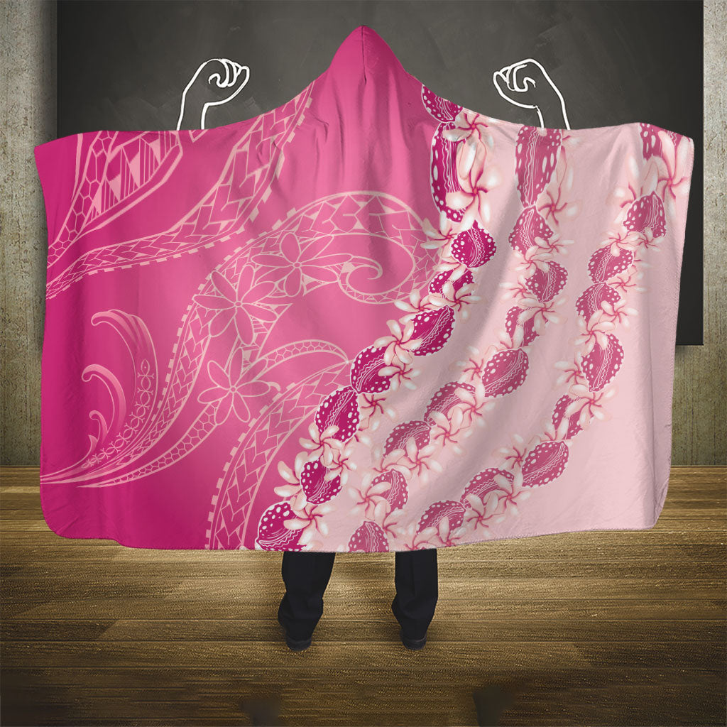 Heiva i Tahiti Hooded Blanket Tahitian Tiare Maori Cowrie Lei Pink