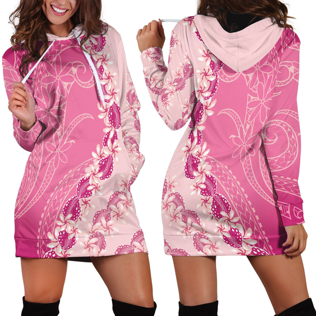 Heiva i Tahiti Hoodie Dress Tahitian Tiare Maori Cowrie Lei Pink