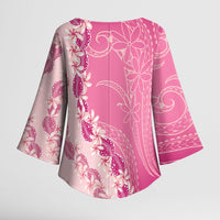 Heiva i Tahiti Kimono Sleeve Blouse Tahitian Tiare Maori Cowrie Lei Pink LT14 - Polynesian Pride