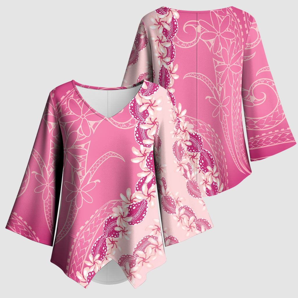 Heiva i Tahiti Kimono Sleeve Blouse Tahitian Tiare Maori Cowrie Lei Pink LT14 - Polynesian Pride