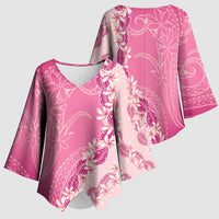 Heiva i Tahiti Kimono Sleeve Blouse Tahitian Tiare Maori Cowrie Lei Pink LT14 - Polynesian Pride