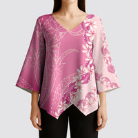 Heiva i Tahiti Kimono Sleeve Blouse Tahitian Tiare Maori Cowrie Lei Pink LT14 - Polynesian Pride