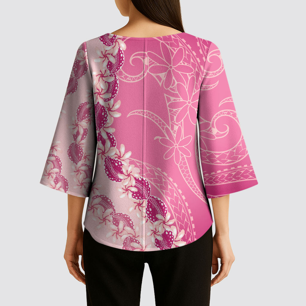Heiva i Tahiti Kimono Sleeve Blouse Tahitian Tiare Maori Cowrie Lei Pink LT14 - Polynesian Pride