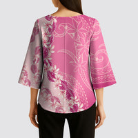 Heiva i Tahiti Kimono Sleeve Blouse Tahitian Tiare Maori Cowrie Lei Pink LT14 - Polynesian Pride