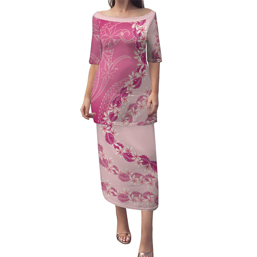 Heiva i Tahiti Puletasi Tahitian Tiare Maori Cowrie Lei Pink