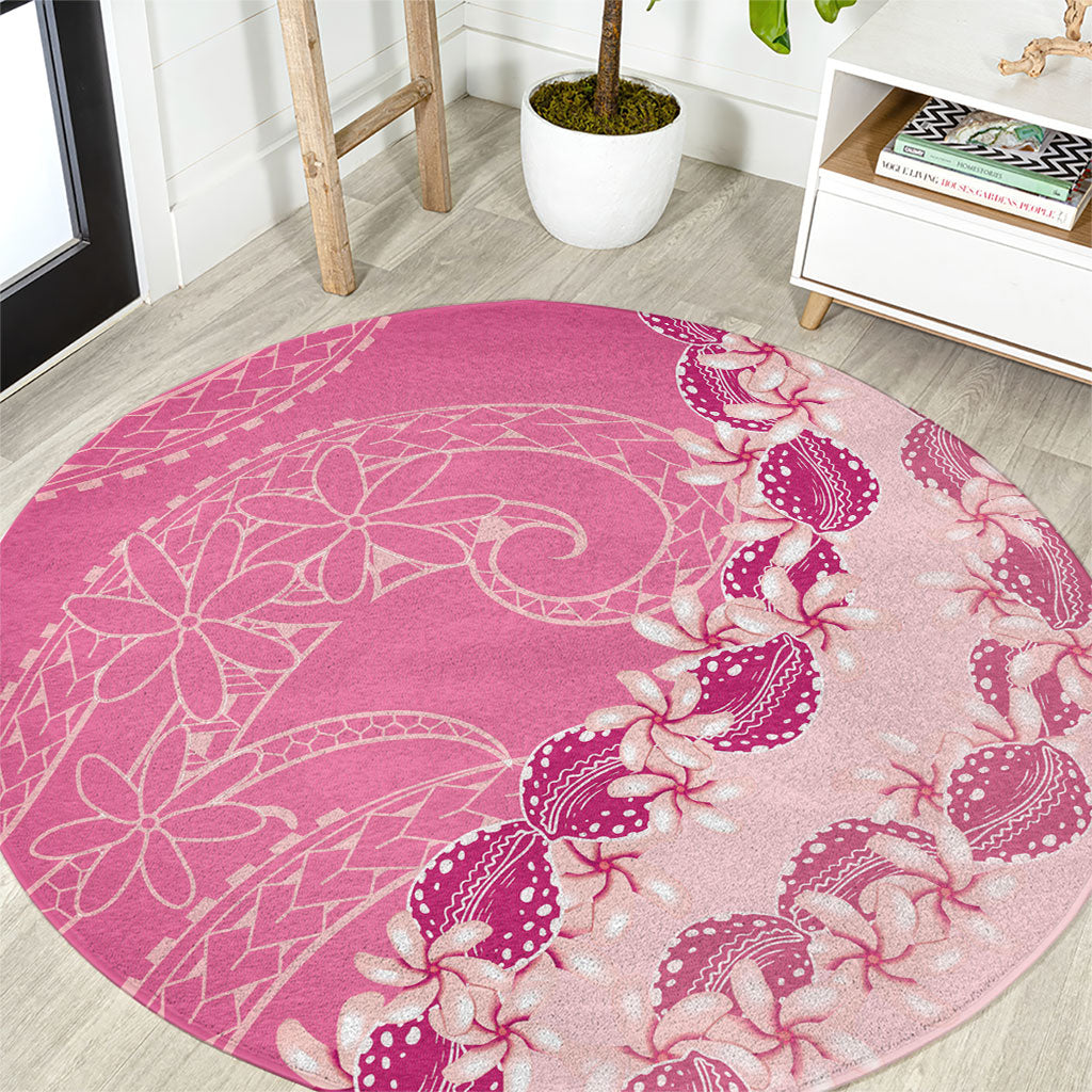 Heiva i Tahiti Round Carpet Tahitian Tiare Maori Cowrie Lei Pink