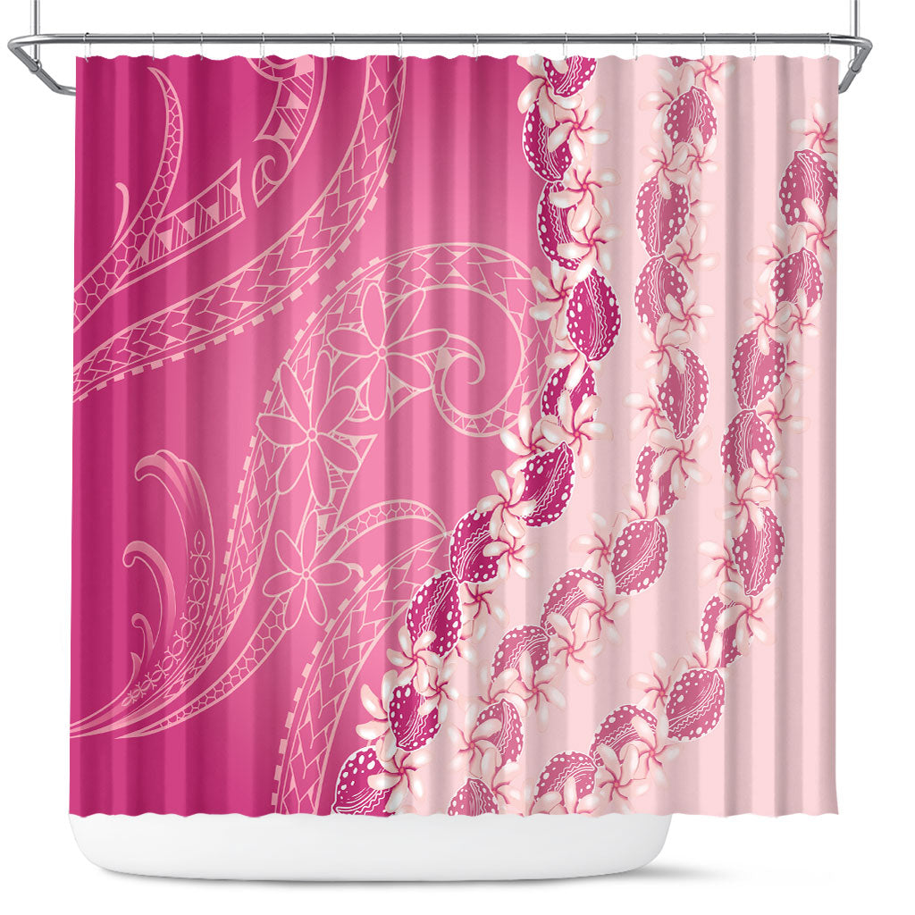 Heiva i Tahiti Shower Curtain Tahitian Tiare Maori Cowrie Lei Pink