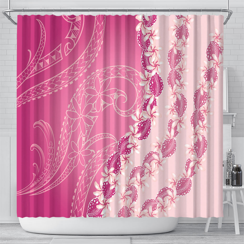 Heiva i Tahiti Shower Curtain Tahitian Tiare Maori Cowrie Lei Pink