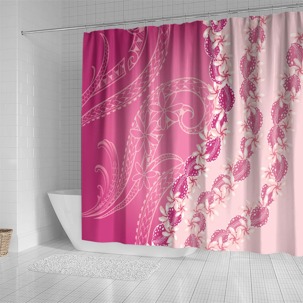 Heiva i Tahiti Shower Curtain Tahitian Tiare Maori Cowrie Lei Pink