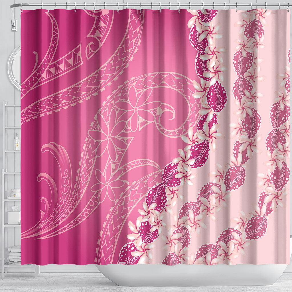 Heiva i Tahiti Shower Curtain Tahitian Tiare Maori Cowrie Lei Pink